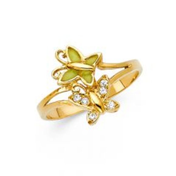 14K Yellow Gold CZ Fancy Butterfly Ring
